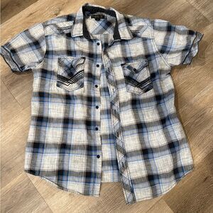 Helix Blue and Black Plaid Casual Shirt